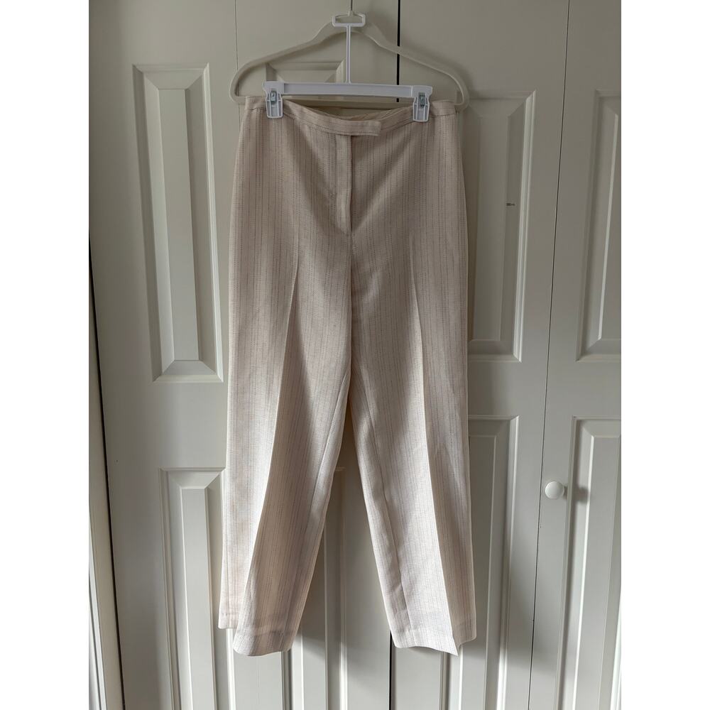 Cream Striped Dress Pants Size 8, Pre-Owned - Picture 2 of 9